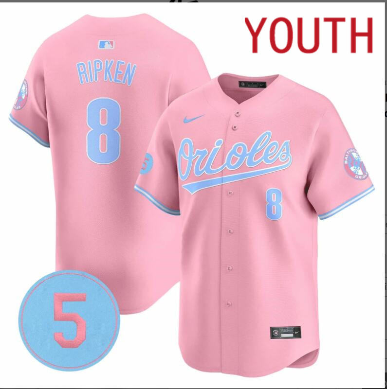 Youth  Baltimore Orioles #8 Ripken pink 2024 Nike MLB jersey
